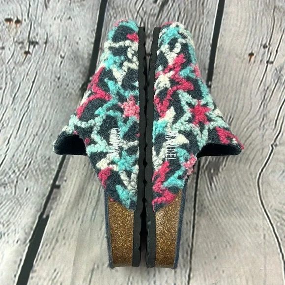 MANDEL Made in Italy Blue White & Pink Stars Slip On Clogs Mules Flats - Picture 17 of 17